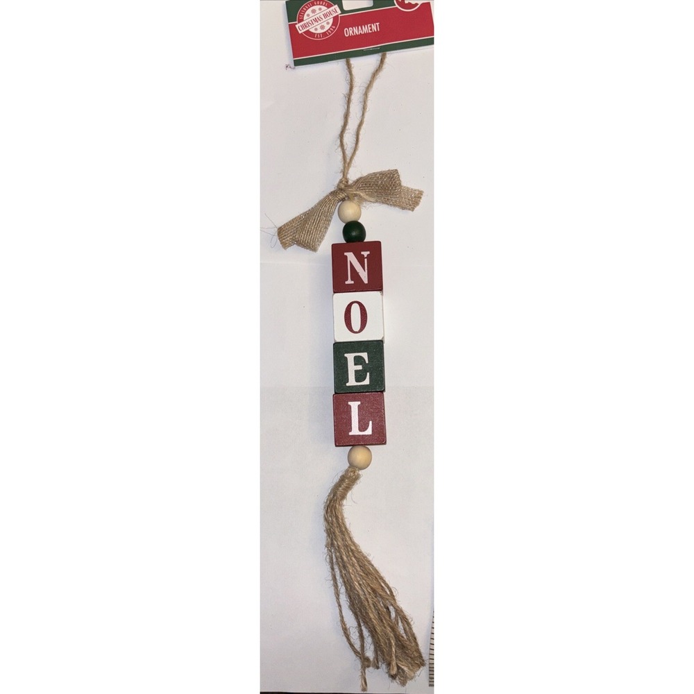 Wood Block Noel Christmas Ornament 16" Rustic